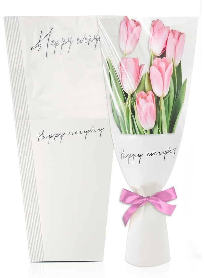 Threetols 20pcs Flower Bags for Bouquets, Kraft Flower Wrapping Bags Paper Floral Packing Sleeves Bouquet Bag for Birthday Wedding Thanksgiving Valentine's Day Teacher Friend Gift Florist Wrap Supply(white) - Image 1